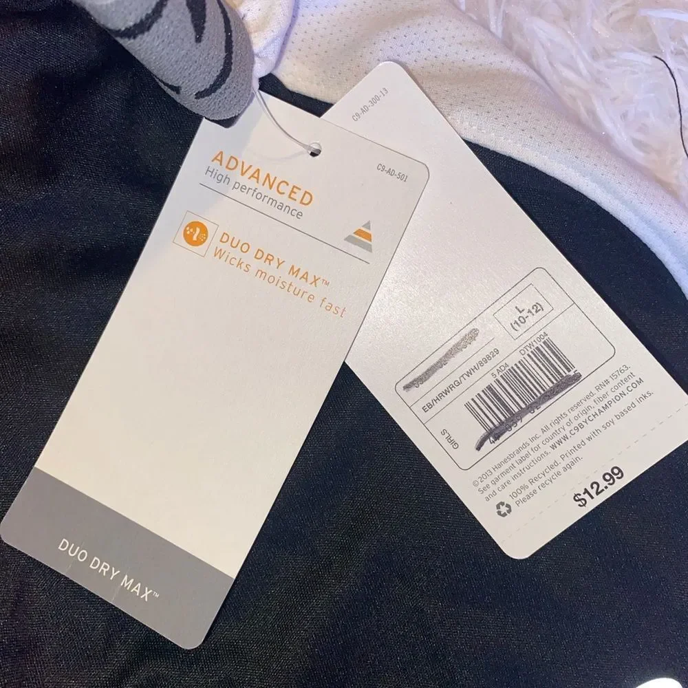 *NWT* Champion Girls L(10-12) Black & White & Gray Sport Shorts